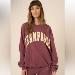 Champagne foil sweatshirt- Heathered Merry Merlot